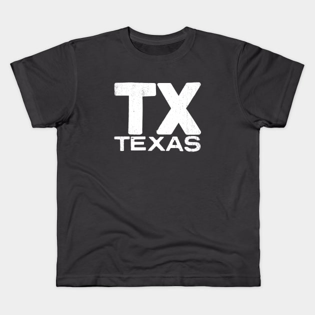 TX Texas Vintage State Typography Kids T-Shirt by Commykaze